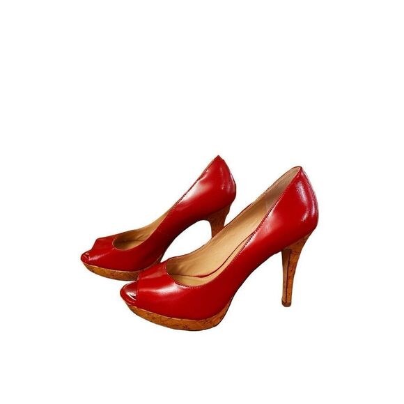 Antonio Melani Red Open Toe Pumps Size 9 - Picture 2 of 11